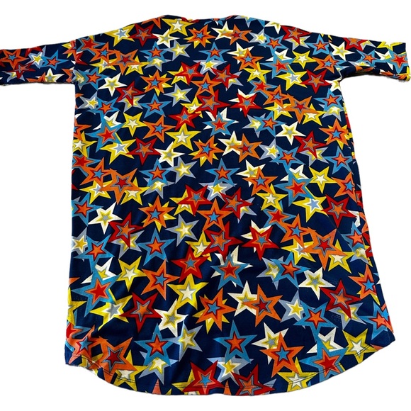 LuLaRoe Top Classic Drop Tail Short Sleeve Tee Size XXS Vibrant Colorful Stars - Picture 7 of 16